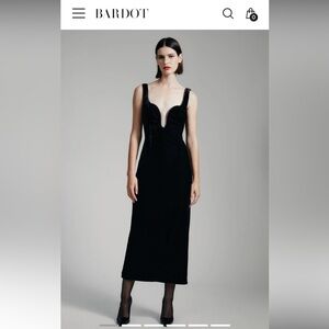 Bardot Black Velour Midi Dress resized to an XXL size American  12